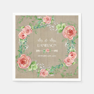 Reception Decor Bridal Shower Boho Wreath Floral Napkin