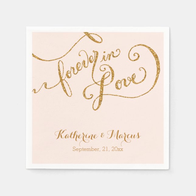 Reception Decor Napkin Script Forever Love Glitter (Front)