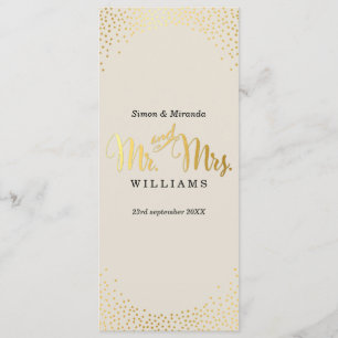 RECEPTION DINNER MENU mini gold confetti ivory