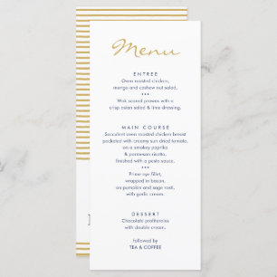 RECEPTION DINNER MENU stylish navy gold cross