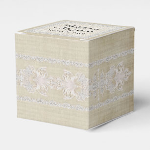 Reception Favours Rustic Lace w Aged Vintage Linen Favour Box