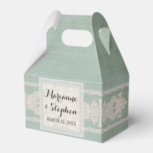 Reception Favours Rustic Lace w Aged Vintage Linen Favour Box