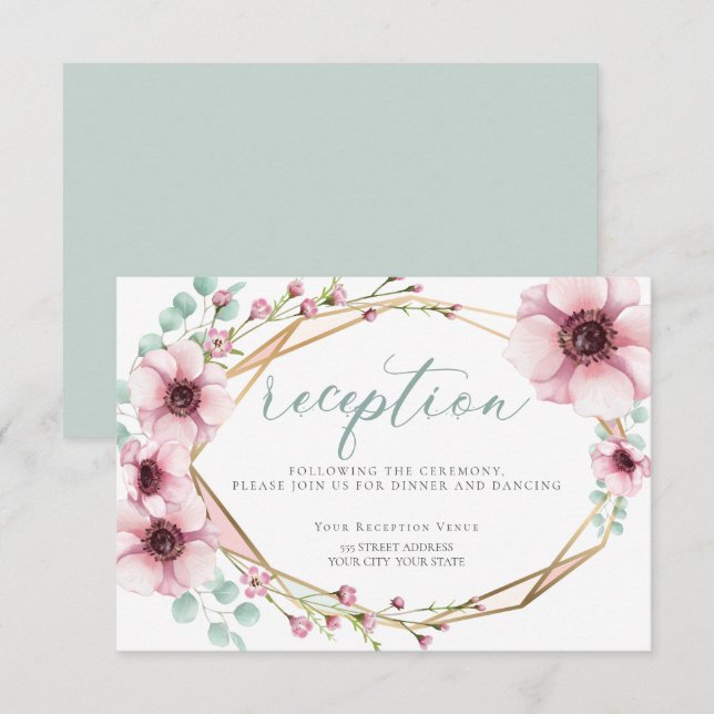RECEPTION | Fresh Spring Flowers and Foliage Invitation (Front/Back)
