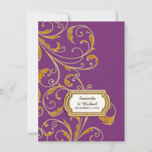 Reception Glam Old Hollywood Regency Black Tie Invitation