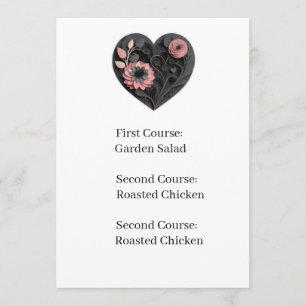 Reception Menu Card Wedding Heart