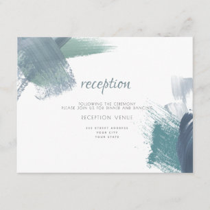 RECEPTION Modern Chic Dusty Blue Brushstrokes Enclosure Card