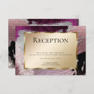 Reception  Modern Faux Metallic Gold Berry Strokes Invitation