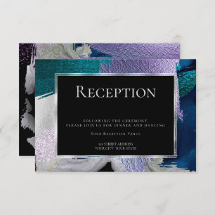 Reception   Modern Faux Metallic Teal Violet Invitation