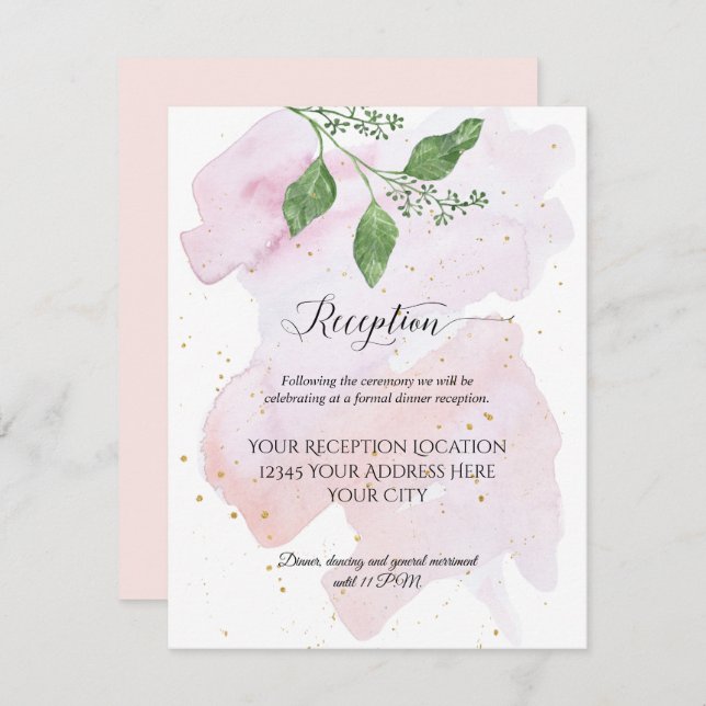 Reception Modern Gold Eucalyptus Greenery Wedding Invitation (Front/Back)