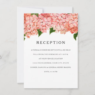 Reception MODERN Wide Stripe Vintage Hydrangea Invitation
