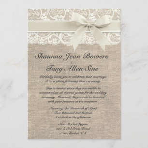 Reception of an ivory ene wedding painting invitation