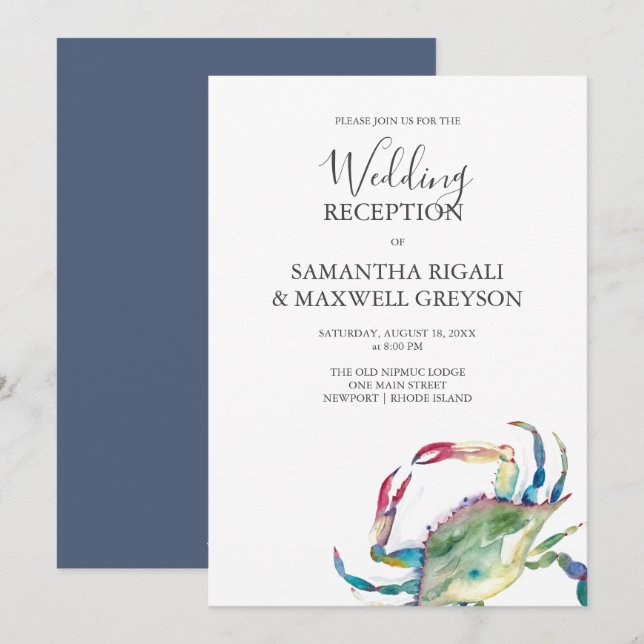 Reception Only Beach Wedding Invitation (Front/Back)