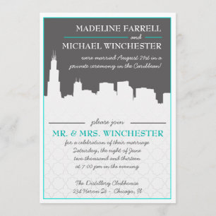 Reception Only Urban Chicago Skyline Wedding Invit Invitation