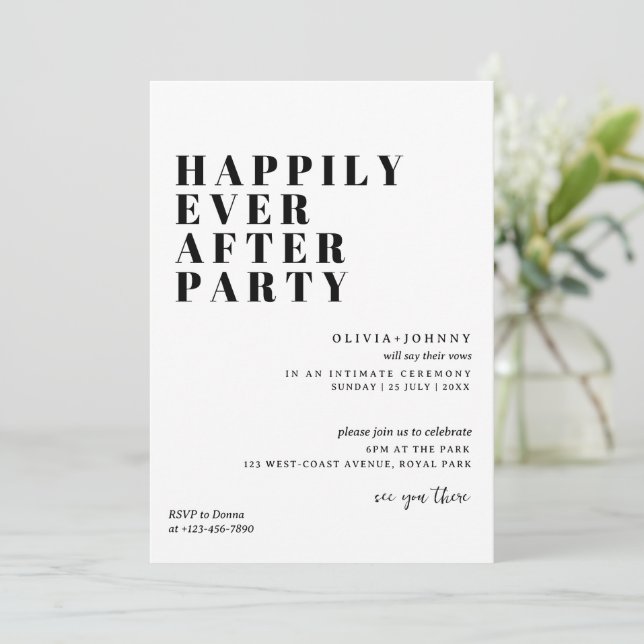Reception Party Invitation, Happily Ever After Par Invitation (Standing Front)