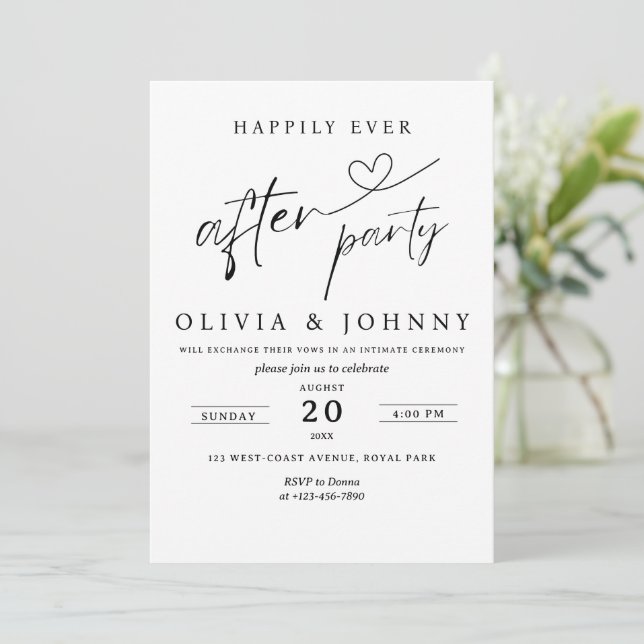 Reception Party Invitation, Happily Ever After Par Invitation (Standing Front)