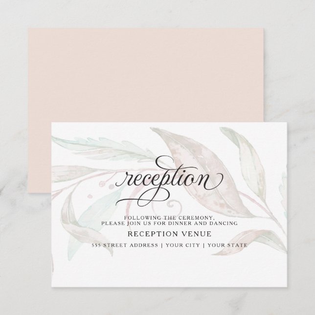 RECEPTION | Pastel Watercolor Wispy Foliage Invitation (Front/Back)