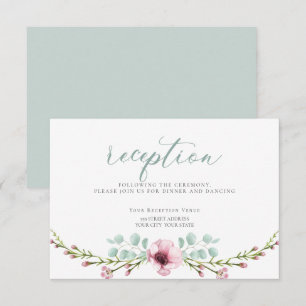 RECEPTION Pink Anemone Flowers and Foliage Invitation