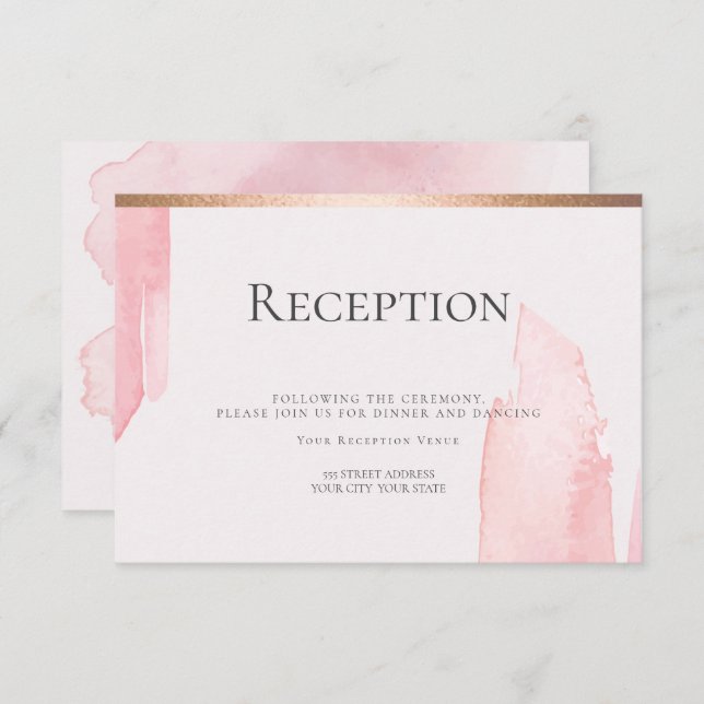 Reception | Pink Blush Watercolor Wash Invitation (Front/Back)