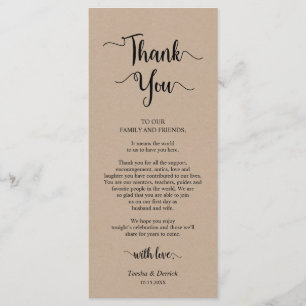 Reception Place Setting Thank You, Kraft Cards