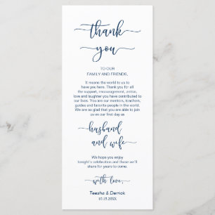 Reception Place Setting Thank You, Navy Blue, Card