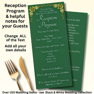 Reception Program - Emerald Green & Gold Wedding 