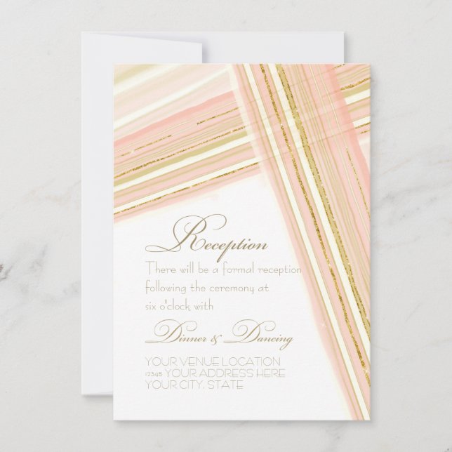 Reception Script Typography Modern Lines Art Deco Invitation (Front)