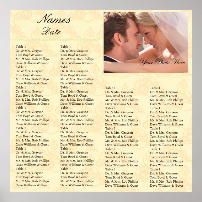 Reception Seating Chart Light Yellow (Front)