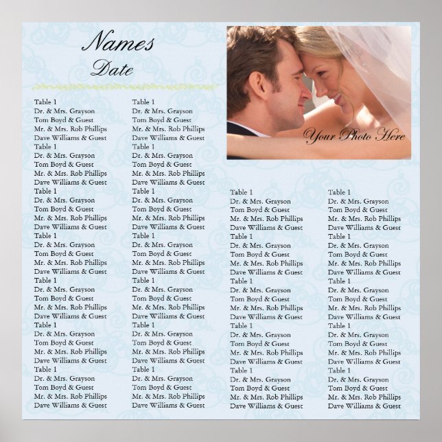 Reception Seating Chart Sky Blue (Front)