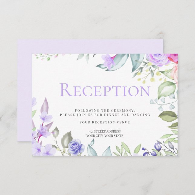 Reception | Spring Pink Lilac Floral Frame Invitation (Front/Back)
