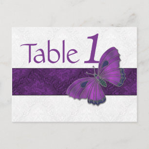 Reception Table Number Butterfly Brocade Purple Postcard