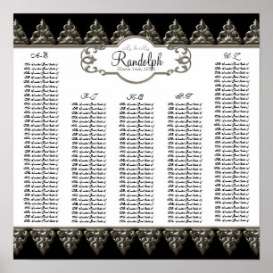 Reception Table Seating Chart Baroque Swirl Silver