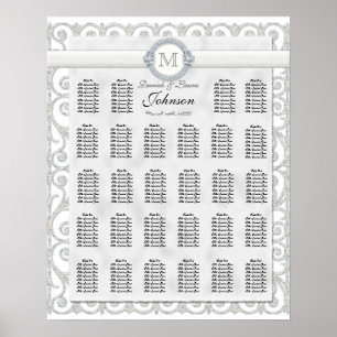 Reception Table Seating Chart, Diamonds & Lace Poster