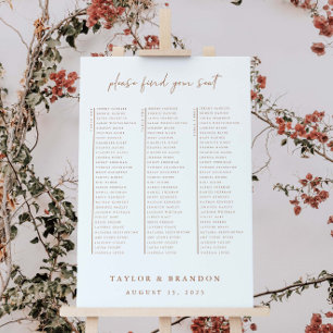 Reception Table Seating Chart Minimal Wedding Sign