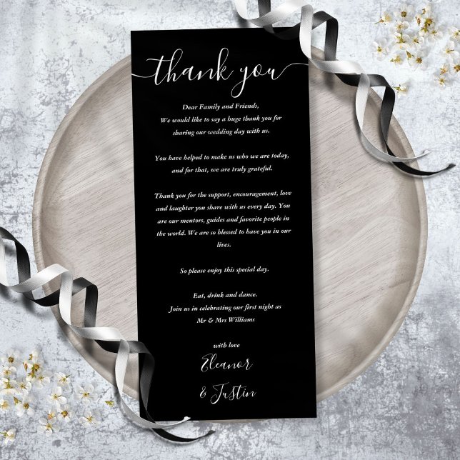 Reception Thank You Black And White Place Card (Reception Thank You Black And White Place Card)