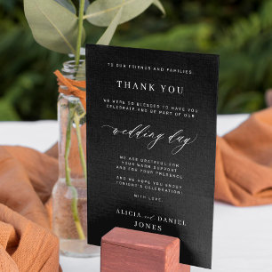 Reception thank you black wedding place card