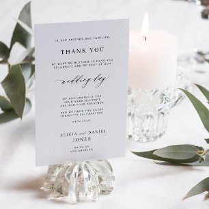 Reception thank you black white wedding place card