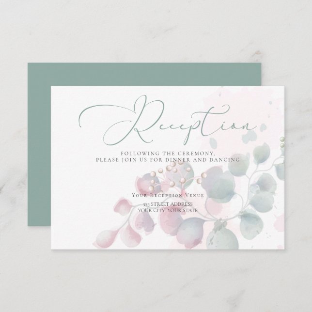 RECEPTION | Trendy Watercolor Eucalyptus Foliage Invitation (Front/Back)