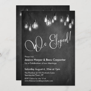 Reception Typography, Edison Lights, Chalkboard Invitation