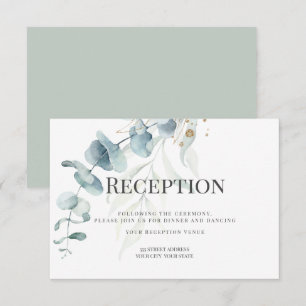 Reception Watercolor Dusty Rose Floral Gold Encl Enclosure Card