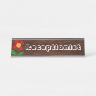 Receptionist. Cheerful boho flower Desk Name Plate