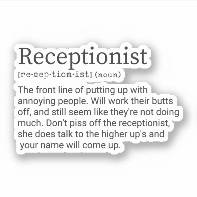 Receptionist Definition, Gift For Receptionist (Front)