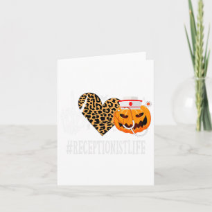 Receptionist Peace Love Pumpkin Fun Halloween Leop Card