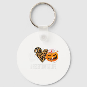 Receptionist Peace Love Pumpkin Fun Halloween Leop Key Ring