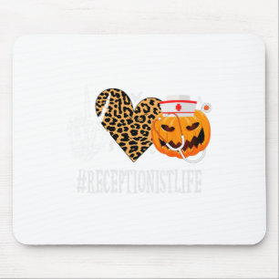 Receptionist Peace Love Pumpkin Fun Halloween Leop Mouse Pad