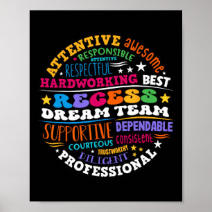 Recess Dream Team Teachers Students Monitor Back T Poster