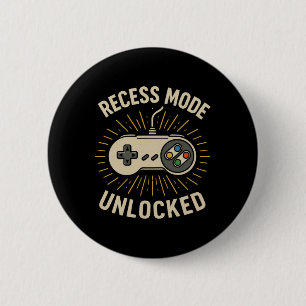 Recess Mode Unlocked Retro School Gamer Controller 6 Cm Round Badge
