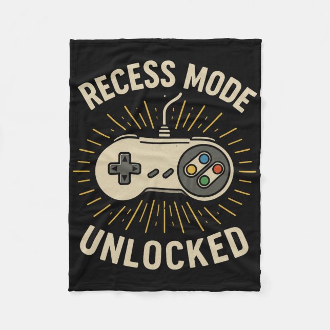 Recess Mode Unlocked Retro School Gamer Controller Fleece Blanket (Front)