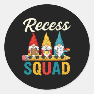 Recess Squad Duty Teacher Student Monitor Fun Gnom Classic Round Sticker