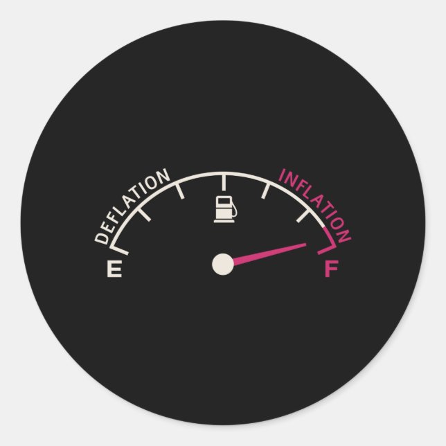 Recession Deflation Fuel gauge Classic Round Sticker (Front)