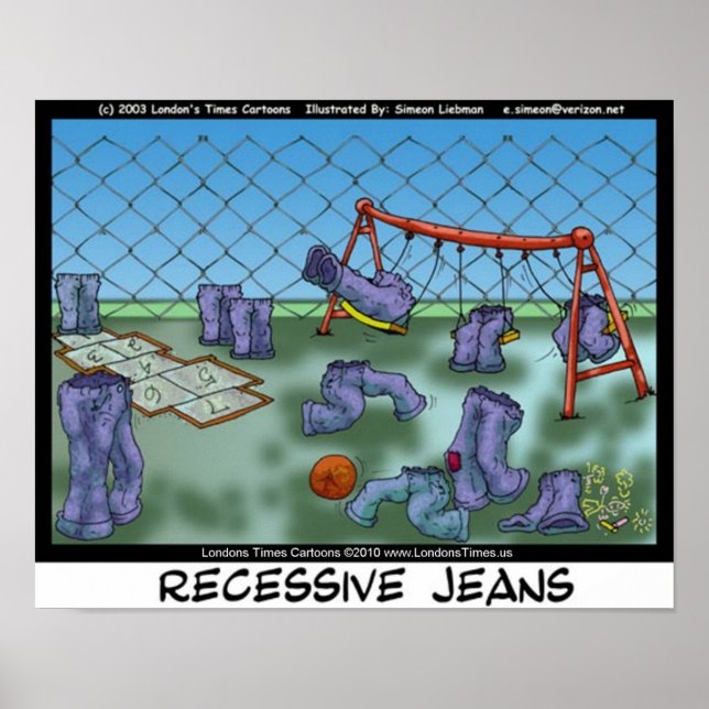 Recessive Jeans Funny Collecible Art Canvas Prints (Front)